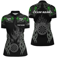 Load image into Gallery viewer, Personalized Darts Tournament Jersey For Women Custom Dartboard Fire Flame Darts Team Shirts | Green TDM2333