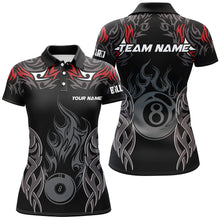 Load image into Gallery viewer, Personalized Billiard Tournament Jersey For Women Custom 8 Ball Fire Flame Billiard Team Shirts |Red TDM2335