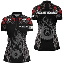Load image into Gallery viewer, Personalized Billiard Tournament Jersey For Women Custom 8 Ball Fire Flame Billiard Team Shirts |Red TDM2335
