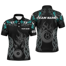 Load image into Gallery viewer, Personalized Billiard Tournament Jersey For Men, 8 Ball Fire Flame Billiard Team Shirts |Turquoise TDM2336