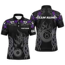 Load image into Gallery viewer, Customized Billiard Tournament Jersey For Men, 8 Ball Fire Flame Billiard Team Shirts | Purple TDM2337
