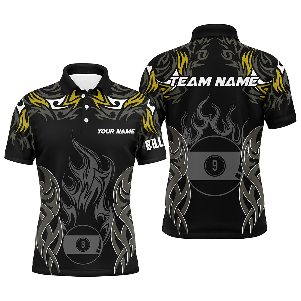 Customized Billiard Tournament Jersey For Men, 9 Ball Fire Flame Billiard Team Shirts | Yellow TDM2338