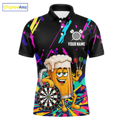 Colorful Funny Beer Darts Shirts For Men Cusom Darts Team Jersey Polo & Quarter Zip, Darts Gifts TDM7352