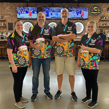Colorful Funny Beer Darts Shirts For Men Cusom Darts Team Jersey Polo & Quarter Zip, Darts Gifts TDM7352