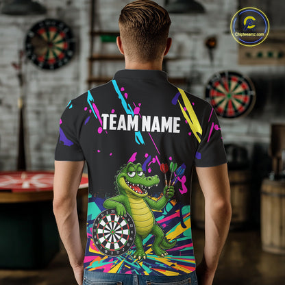 Colorful Funny Alligator Darts Shirts For Men Cusom Darts Team Jersey Polo & Q/4 Zip, Darts Gifts TDM7353