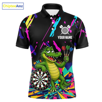 Colorful Funny Alligator Darts Shirts For Men Cusom Darts Team Jersey Polo & Q/4 Zip, Darts Gifts TDM7353