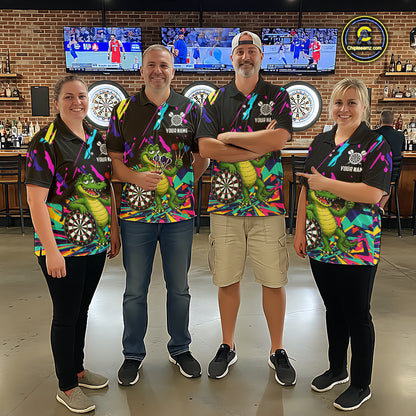 Colorful Funny Alligator Darts Shirts For Men Cusom Darts Team Jersey Polo & Q/4 Zip, Darts Gifts TDM7353