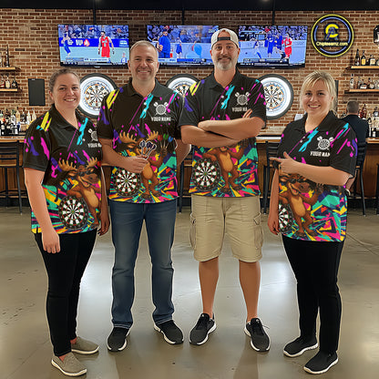 Colorful Funny Moose Darts Shirts For Women Cusom Darts Team Jersey Polo & Quarter Zip, Darts Gifts TDM7354