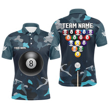 Load image into Gallery viewer, Abstract Blue Camo Billiard Balls Pool Shirts For Men Custom Billiard Jerseys, Billiard Team Shirts TDM2589