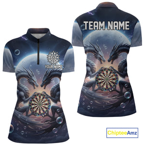 Personalized Dragon Darts Shirt For Women Custom Dragon Darts League Team Jersey Polo & 1/4 Zip TDM4876