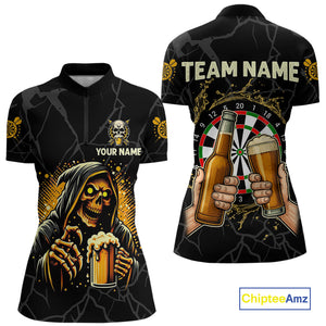 Funny Darts And Beer Grim Reaper Darts Shirt For Women Custom Drinking Darts Team Jersey Outfit TDM4879