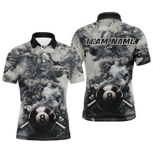 Load image into Gallery viewer, Personalized Black White 8 Ball Pool Hazy Smoke Billiard Shirts For Men Custom 3D Billiard Jerseys TDM2846