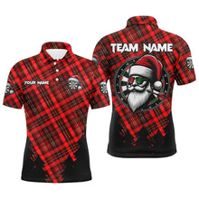 Load image into Gallery viewer, Funny Christmas Santa Custom Red Plaid Pattern Dart Shirts For Men, Christmas Darts Outfit Jerseys TDM3077