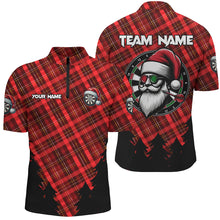 Load image into Gallery viewer, Funny Christmas Santa Custom Red Plaid Pattern Dart Shirts For Men, Christmas Darts Outfit Jerseys TDM3077