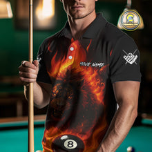 Load image into Gallery viewer, Orange Flaming Lion 8 Ball Billiard Shirts For Men Custom Fire Billiard Team Jersey Polo &amp; 1/4 Zip TDM5305