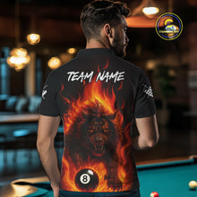 Load image into Gallery viewer, Orange Flaming Lion 8 Ball Billiard Shirts For Men Custom Fire Billiard Team Jersey Polo &amp; 1/4 Zip TDM5305