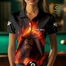 Load image into Gallery viewer, Orange Flaming Lion 8 Ball Billiard Shirts For Women Custom Fire Billiard Team Jersey Polo &amp; 1/4 Zip TDM5305