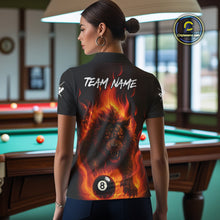 Load image into Gallery viewer, Orange Flaming Lion 8 Ball Billiard Shirts For Women Custom Fire Billiard Team Jersey Polo &amp; 1/4 Zip TDM5305