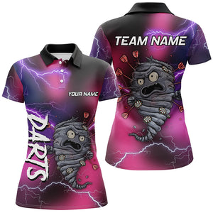 Pink And Purple Thunder Lightning Funny Storm 3D Dart Shirts For Women Custom Darts Team Jerseys TDM3316