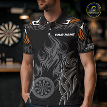 Load image into Gallery viewer, Personalized Darts Tournament Jerseys For Men Custom Dartboard Fire Flame Darts Shirts |Orange TDM5566