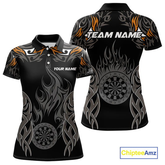 Personalized Darts Tournament Jerseys For Women Custom Dartboard Fire Flame Darts Shirts |Orange TDM5566