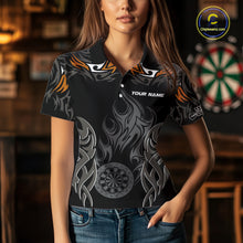 Load image into Gallery viewer, Personalized Darts Tournament Jerseys For Women Custom Dartboard Fire Flame Darts Shirts |Orange TDM5566