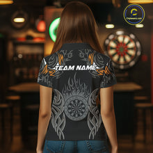 Load image into Gallery viewer, Personalized Darts Tournament Jerseys For Women Custom Dartboard Fire Flame Darts Shirts |Orange TDM5566