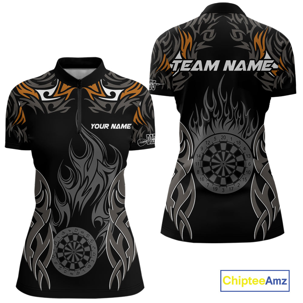 Personalized Darts Tournament Jerseys For Women Custom Dartboard Fire Flame Darts Shirts |Orange TDM5566