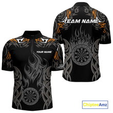 Load image into Gallery viewer, Personalized Darts Tournament Jerseys For Men Custom Dartboard Fire Flame Darts Shirts |Orange TDM5566