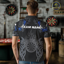 Load image into Gallery viewer, Personalized Darts Tournament Jerseys For Men Custom Dartboard Fire Flame Darts Shirts |Blue TDM5565