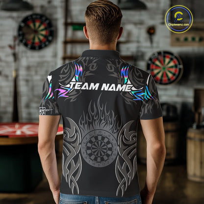 Personalized Darts Tournament Jersey For Men Custom Dartboard Fire Flame Darts Shirts |Holographic TDM5567