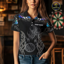 Load image into Gallery viewer, Personalized Darts Tournament Jersey For Women Custom Dartboard Fire Flame Darts Shirts |Holographic TDM5567