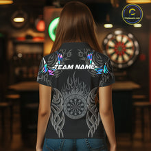 Load image into Gallery viewer, Personalized Darts Tournament Jersey For Women Custom Dartboard Fire Flame Darts Shirts |Holographic TDM5567