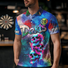 Load image into Gallery viewer, Funny Colorful Neon Graffiti Skull Dart Shirts For Men Custom Dart Jerseys, Best Darts Clothing TDM3793