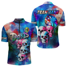 Load image into Gallery viewer, Funny Colorful Neon Graffiti Skull Dart Shirts For Men Custom Dart Jerseys, Best Darts Clothing TDM3794