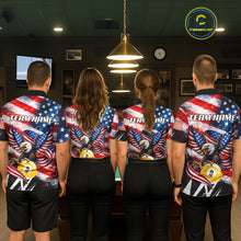 Load image into Gallery viewer, Custom American Flag Eagle Billiard Shirt For Men, Patriotic 9 Ball Pool Team Jersey Polo, 1/4 Zip TDM6182