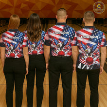 Load image into Gallery viewer, Custom American Flag Eagle Bowling Jersey For Men, Patriotic Bowling Team Shirt Polo &amp; 1/4 Zip TDM6183