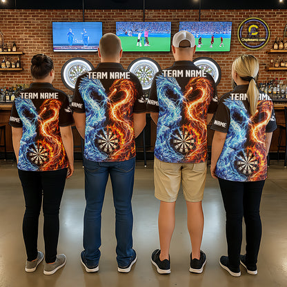 Personalized Fire And Icy Dragon Darts Shirt For Women, Lightning Darts Jersey Polo & 1/4 Zip TDM6184