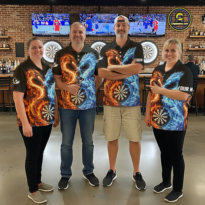 Personalized Fire And Icy Dragon Darts Shirt For Women, Lightning Darts Jersey Polo & 1/4 Zip TDM6184