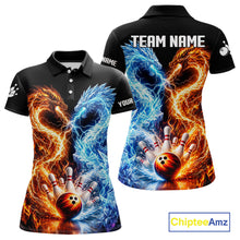 Load image into Gallery viewer, Personalized Fire And Icy Dragon Bowling Shirt For Women, Lightning Bowling Jersey Polo &amp; 1/4 Zip TDM6185