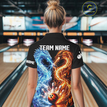 Load image into Gallery viewer, Personalized Fire And Icy Dragon Bowling Shirt For Women, Lightning Bowling Jersey Polo &amp; 1/4 Zip TDM6185