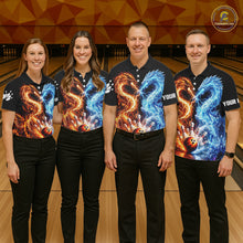 Load image into Gallery viewer, Personalized Fire And Icy Dragon Bowling Shirt For Women, Lightning Bowling Jersey Polo &amp; 1/4 Zip TDM6185
