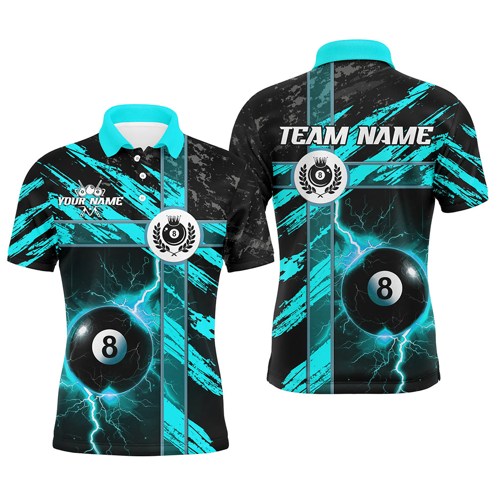 Custom Multi-Color 8 Ball Pool Thunder Grunge Men Polo Shirts Team League Billiard Jerseys TDM1526