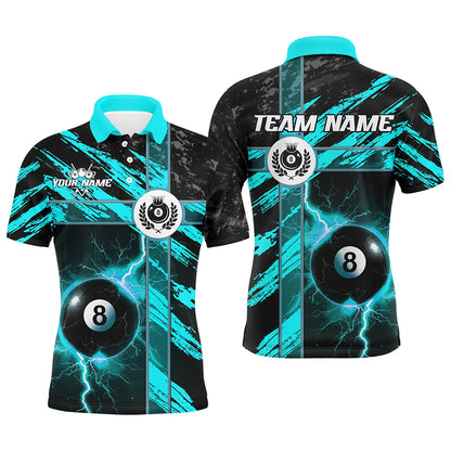 Custom Multi-Color 8 Ball Pool Thunder Grunge Men Polo Shirts Team League Billiard Jerseys TDM1526