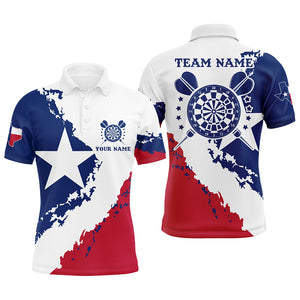 Grunge Texas Flag Darts Polo & Quarter-Zip Shirts For Men Custom Patriotic Darts Jerseys Attire TDM1689