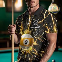 Load image into Gallery viewer, Custom Thunder Lightning 9 Ball Billiard Shirts For Men, 9 Ball Pool Team Jersey Polo &amp; 1/4 Zip TDM6611