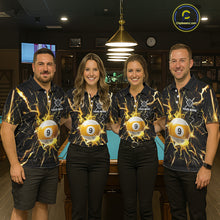 Load image into Gallery viewer, Custom Thunder Lightning 9 Ball Billiard Shirts For Men, 9 Ball Pool Team Jersey Polo &amp; 1/4 Zip TDM6611