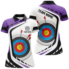 Load image into Gallery viewer, Personalized Archery Target 3D Women Polo &amp; Quarter-Zip Shirts Custom Purple White Archery Jerseys TDM1909