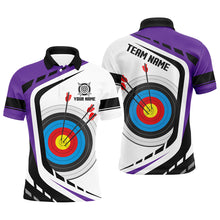 Load image into Gallery viewer, Personalized Archery Target 3D Men Polo &amp; Quarter-Zip Shirts Custom Purple White Archery Jerseys TDM1909