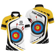 Load image into Gallery viewer, Personalized Archery Target 3D Men Polo &amp; Quarter-Zip Shirts Custom Yellow White Archery Jerseys TDM1910
